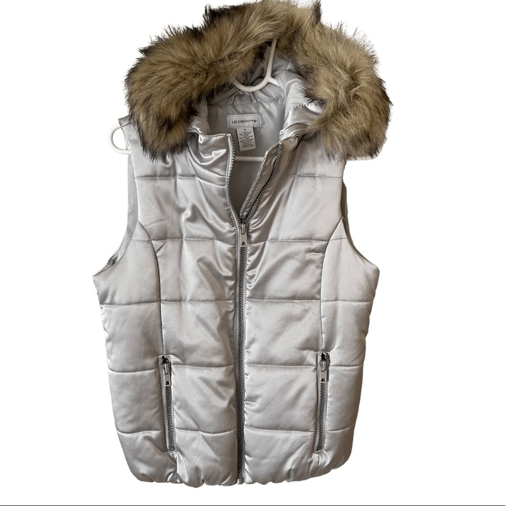 Liz Claiborne Vest with Faux Fur Collar